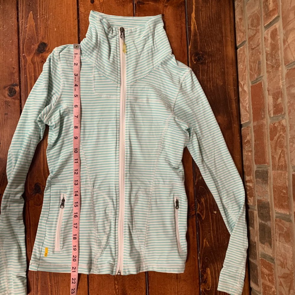 Lole Essential X-Small Blue & White Stripe UPF 50 Full Zip Cardigan Jacket EUC - Picture 9 of 12